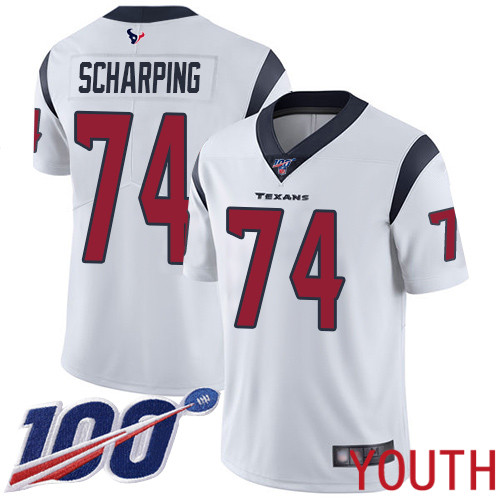 Houston Texans Limited White Youth Max Scharping Road Jersey NFL Football #74 100th Season Vapor Untouchable->youth nfl jersey->Youth Jersey